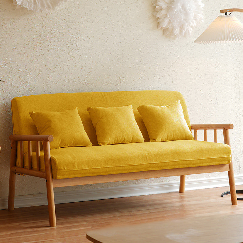3-Seater Solid Wood Sofa Scandinavian Single Cushion Seat with Pillows