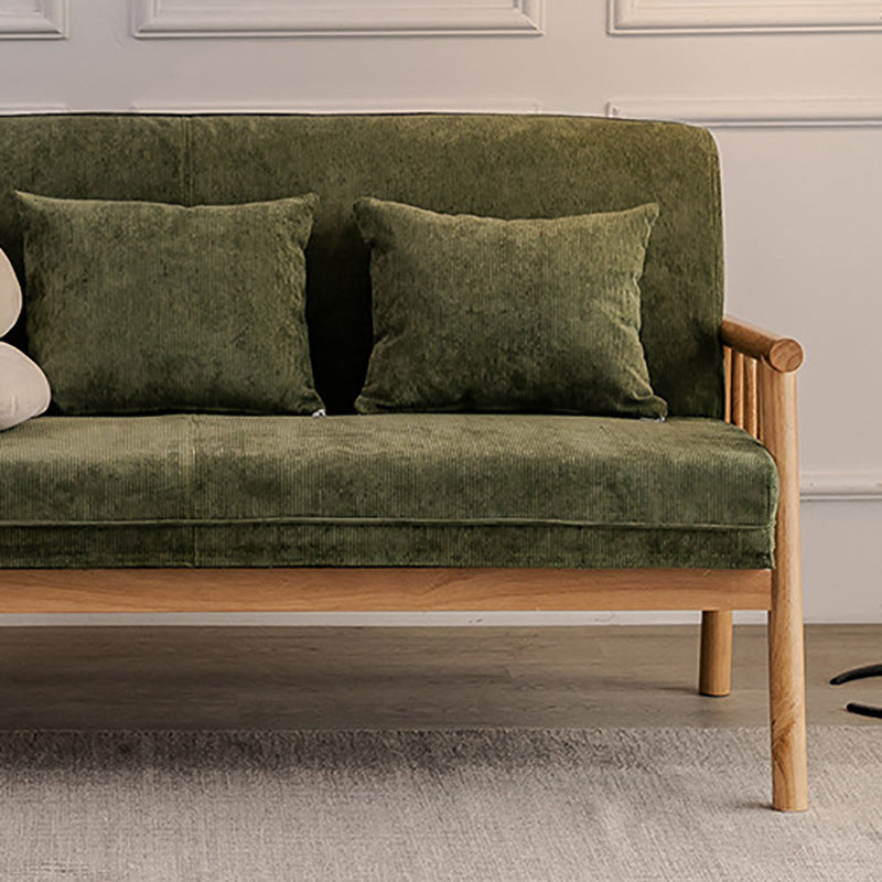 3-Seater Solid Wood Sofa Scandinavian Single Cushion Seat with Pillows