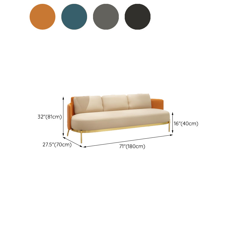 Tuxedo Arm Standard Sofa Leather and Iron Seating in Beige for Bonus Room
