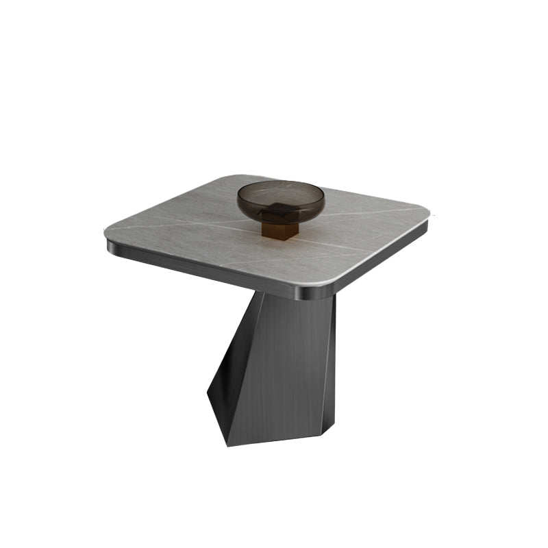 19.69" Tall Round Slate Side Table Luxurious Pedestal End Table