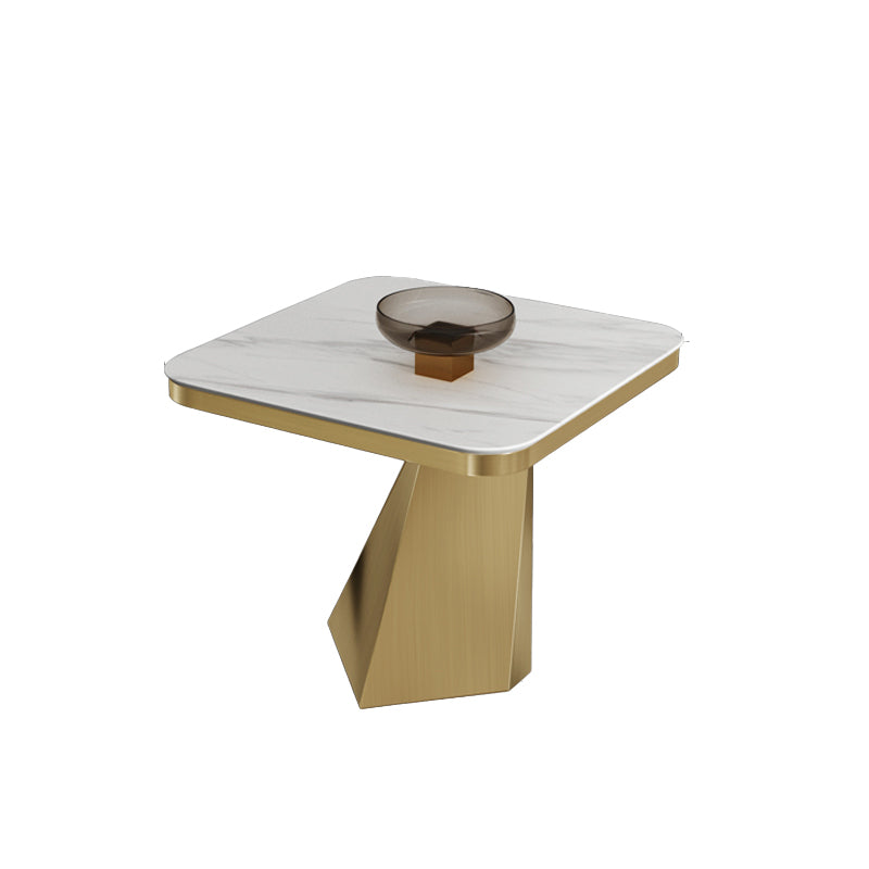 19.69" Tall Round Slate Side Table Luxurious Pedestal End Table