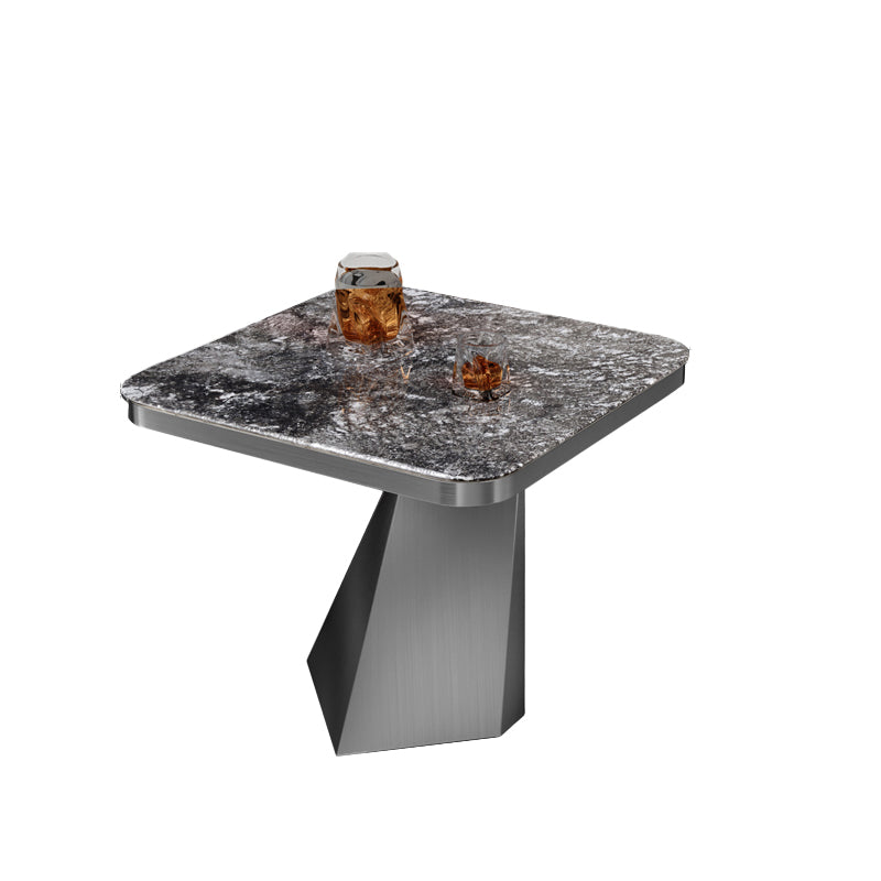 19.69" Tall Round Slate Side Table Luxurious Pedestal End Table