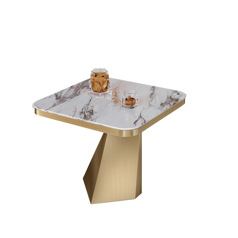19.69" Tall Round Slate Side Table Luxurious Pedestal End Table