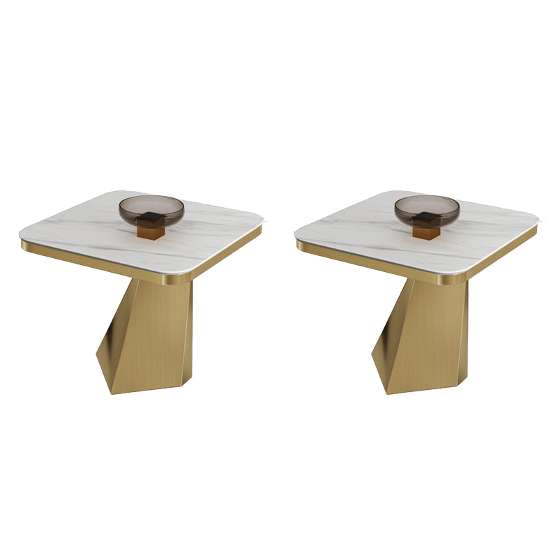 19.69" Tall Round Slate Side Table Luxurious Pedestal End Table