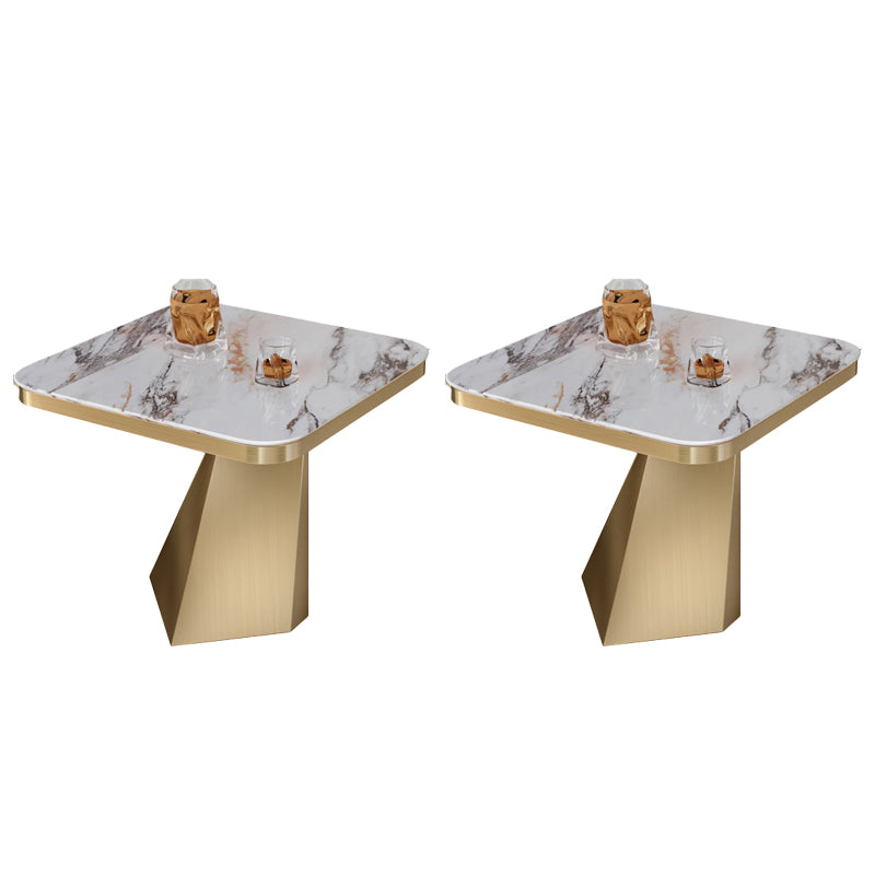 19.69" Tall Round Slate Side Table Luxurious Pedestal End Table