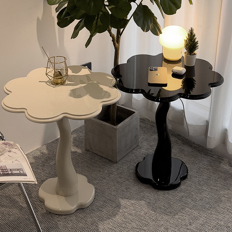 Contemporary Wood Side Table with Cloud Shap Top and 1 Leg Base