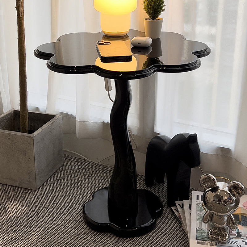 Contemporary Wood Side Table with Cloud Shap Top and 1 Leg Base