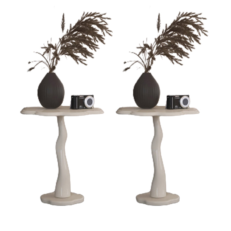Contemporary Wood Side Table with Cloud Shap Top and 1 Leg Base