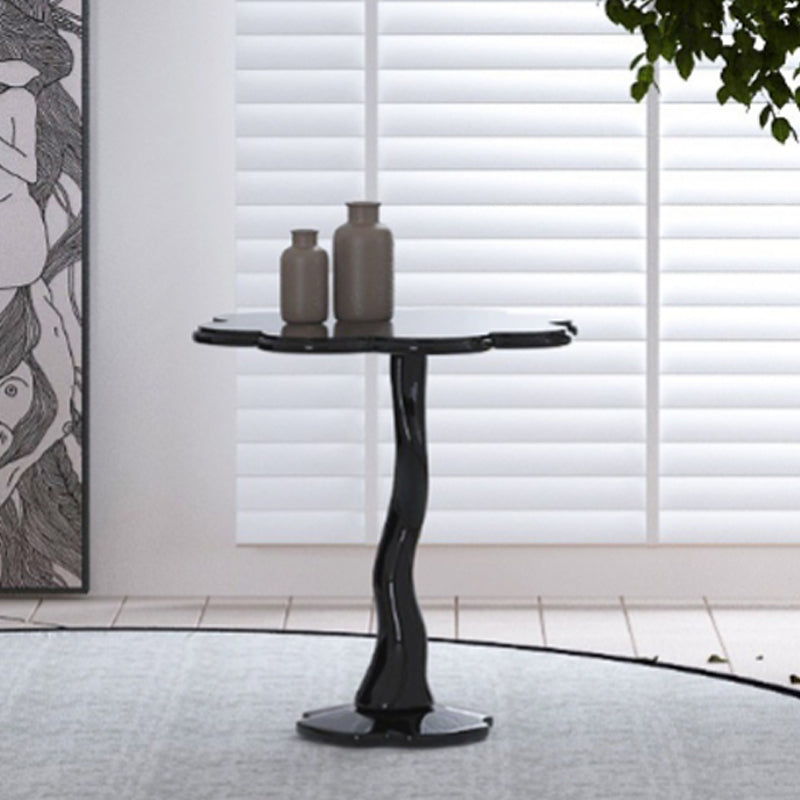 Contemporary Wood Side Table with Cloud Shap Top and 1 Leg Base
