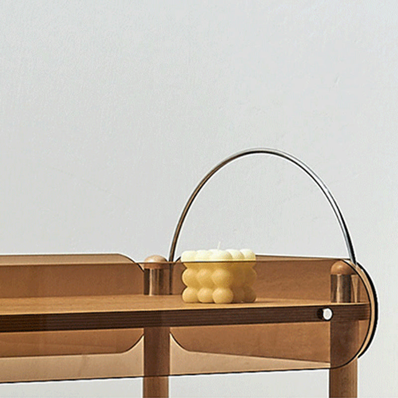 Wooden Side Table Tray Top Side End Table with Wheels in Brone