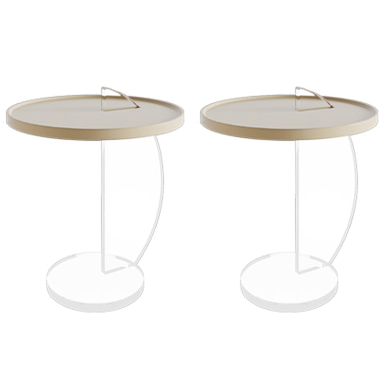 Contemporary Wood Round Top Side Table Acrylic Pedestal End Table