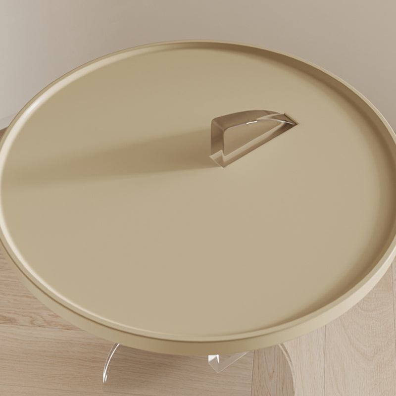 Contemporary Wood Round Top Side Table Acrylic Pedestal End Table