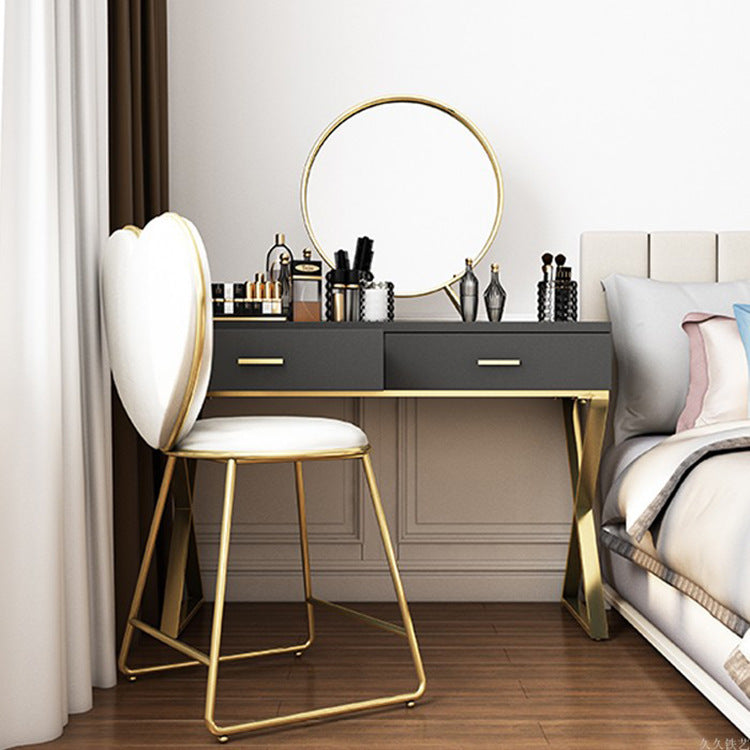 Glam 29.52 " Height 2-Drawer Makeup Table Wooden Vanity Stool