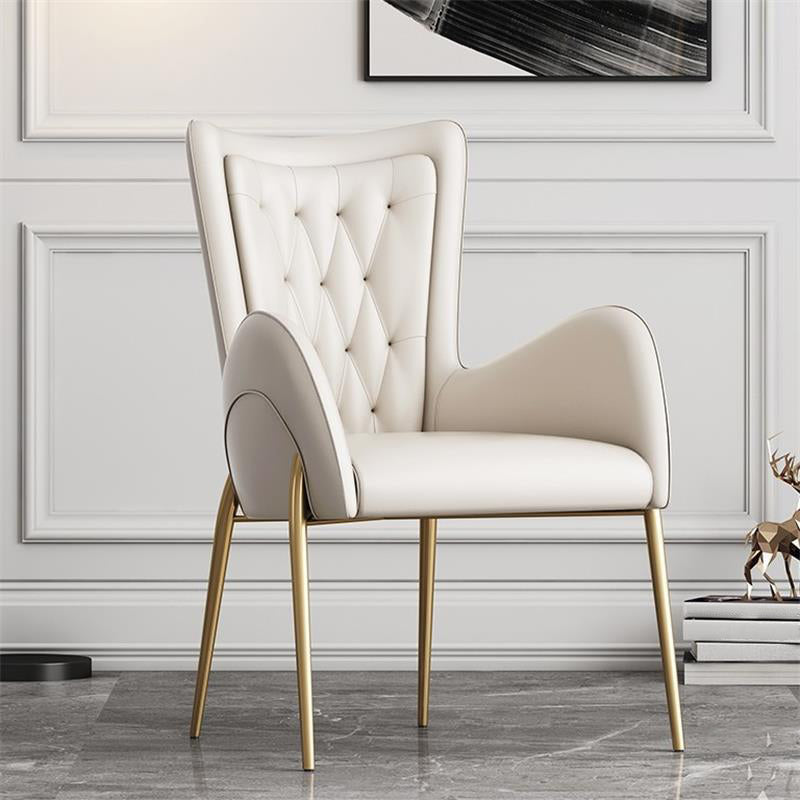 Metal Glam Style Side Chair Parsons Arm Chair with Gold Legs