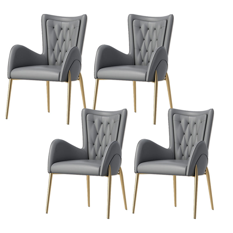 Metal Glam Style Side Chair Parsons Arm Chair with Gold Legs