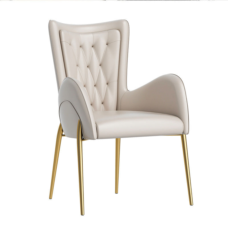 Metal Glam Style Side Chair Parsons Arm Chair with Gold Legs