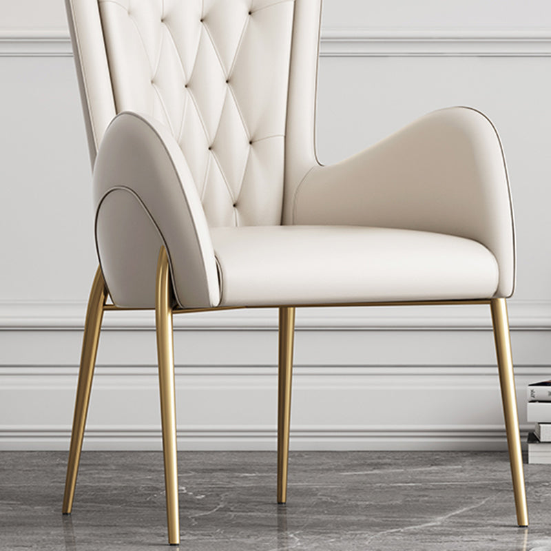 Metal Glam Style Side Chair Parsons Arm Chair with Gold Legs