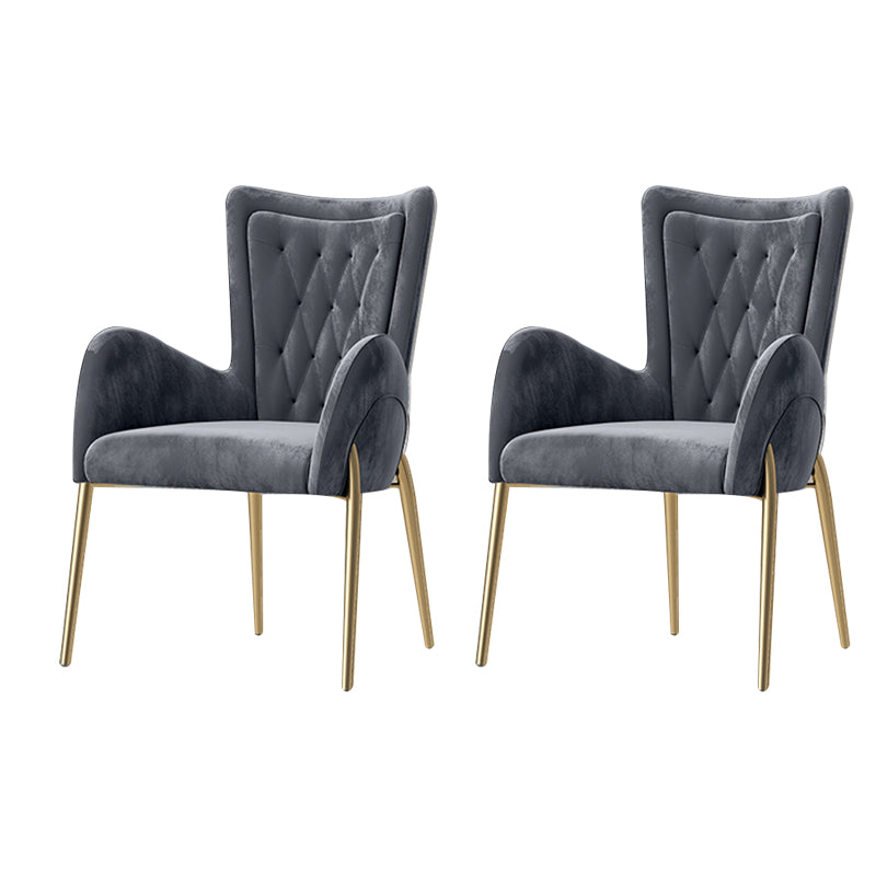 Metal Glam Style Side Chair Parsons Arm Chair with Gold Legs