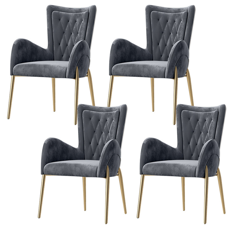 Metal Glam Style Side Chair Parsons Arm Chair with Gold Legs