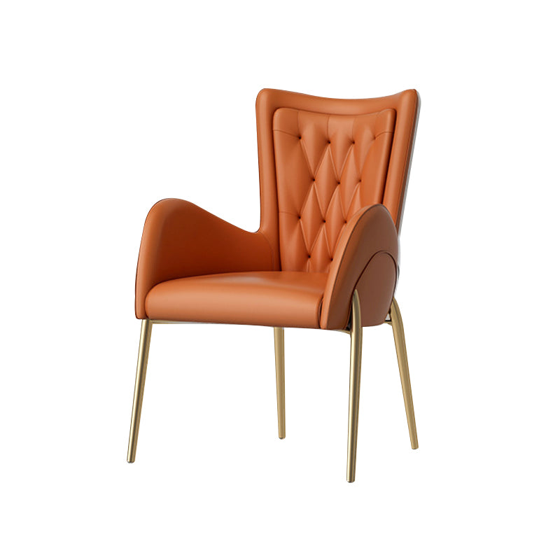 Metal Glam Style Side Chair Parsons Arm Chair with Gold Legs