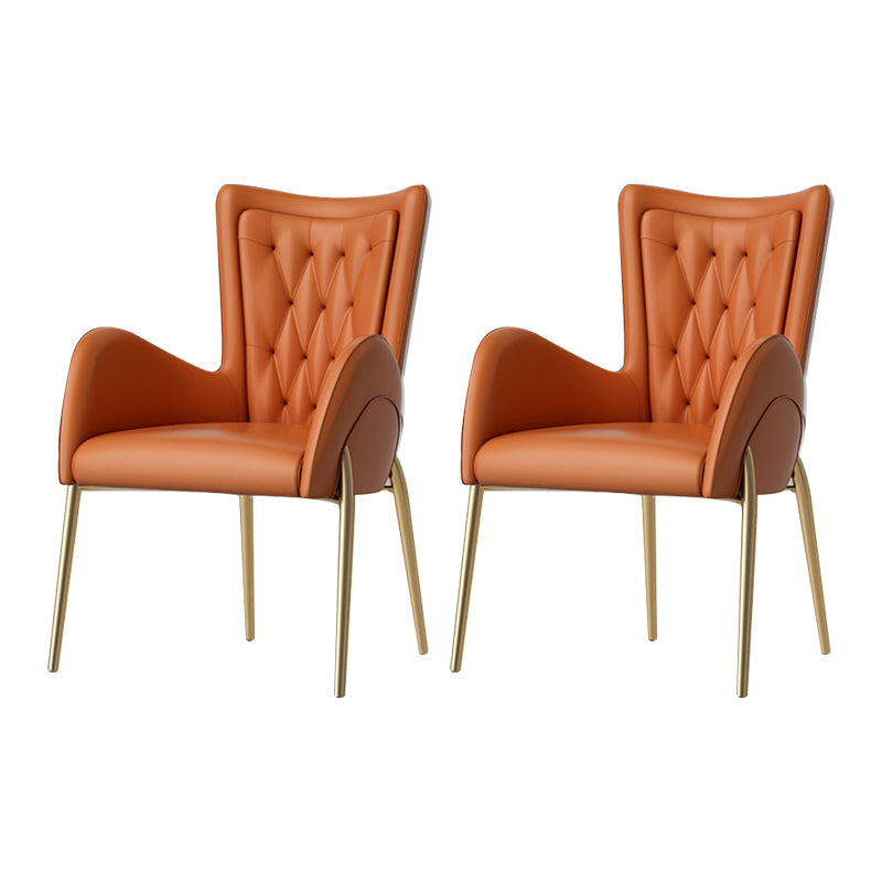 Metal Glam Style Side Chair Parsons Arm Chair with Gold Legs