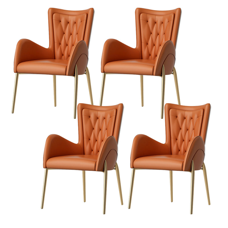 Metal Glam Style Side Chair Parsons Arm Chair with Gold Legs