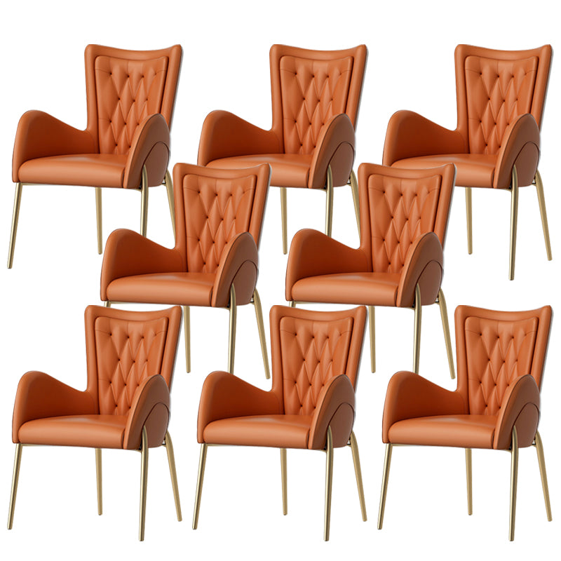 Metal Glam Style Side Chair Parsons Arm Chair with Gold Legs