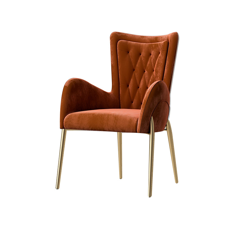 Metal Glam Style Side Chair Parsons Arm Chair with Gold Legs