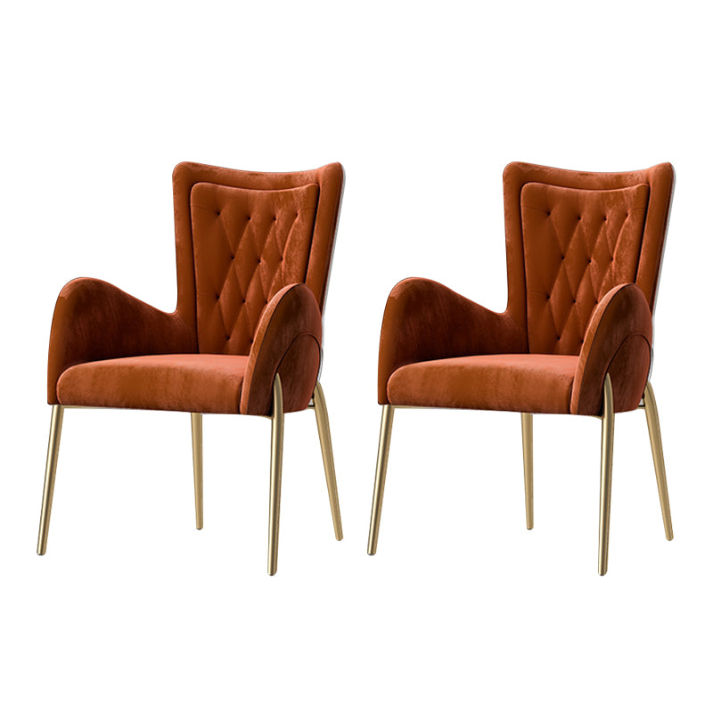 Metal Glam Style Side Chair Parsons Arm Chair with Gold Legs