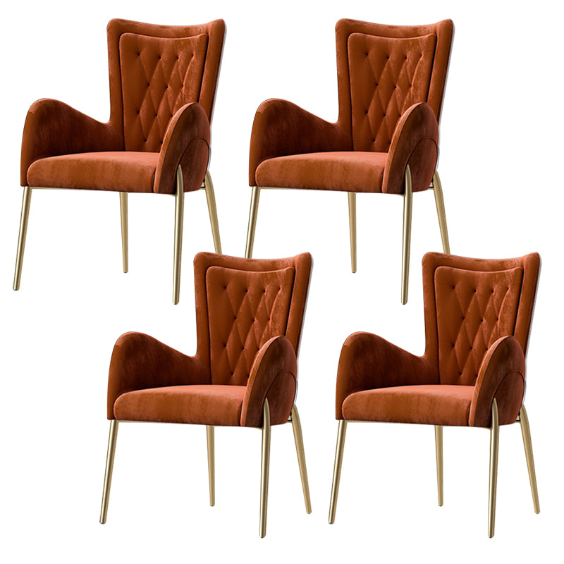 Metal Glam Style Side Chair Parsons Arm Chair with Gold Legs