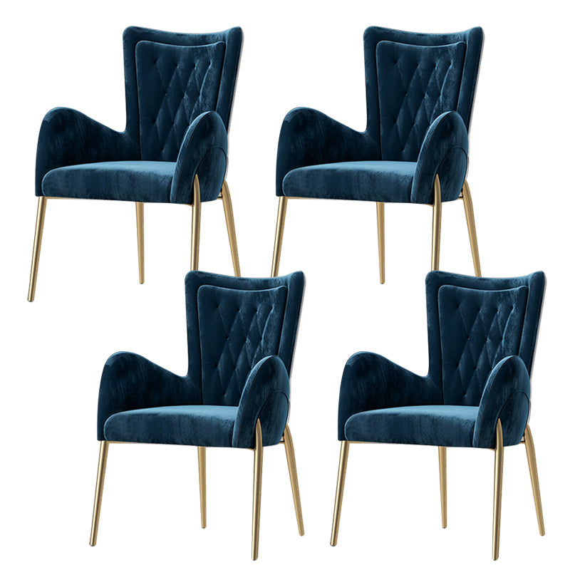 Metal Glam Style Side Chair Parsons Arm Chair with Gold Legs