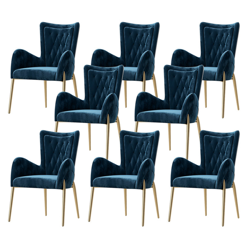 Metal Glam Style Side Chair Parsons Arm Chair with Gold Legs