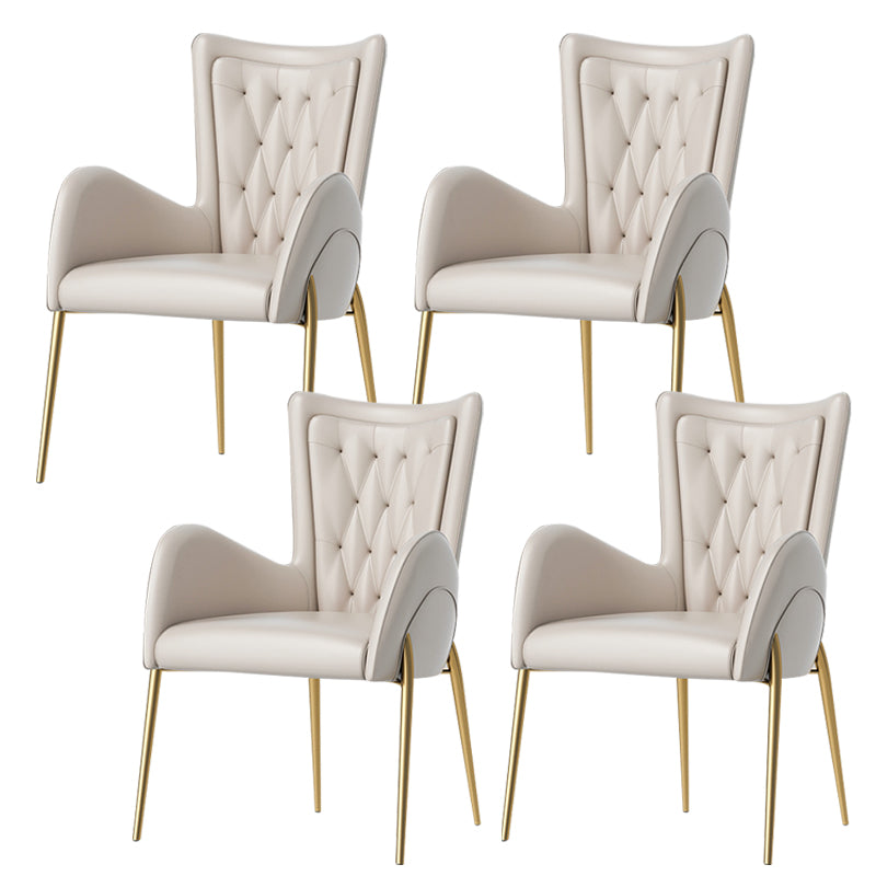 Metal Glam Style Side Chair Parsons Arm Chair with Gold Legs