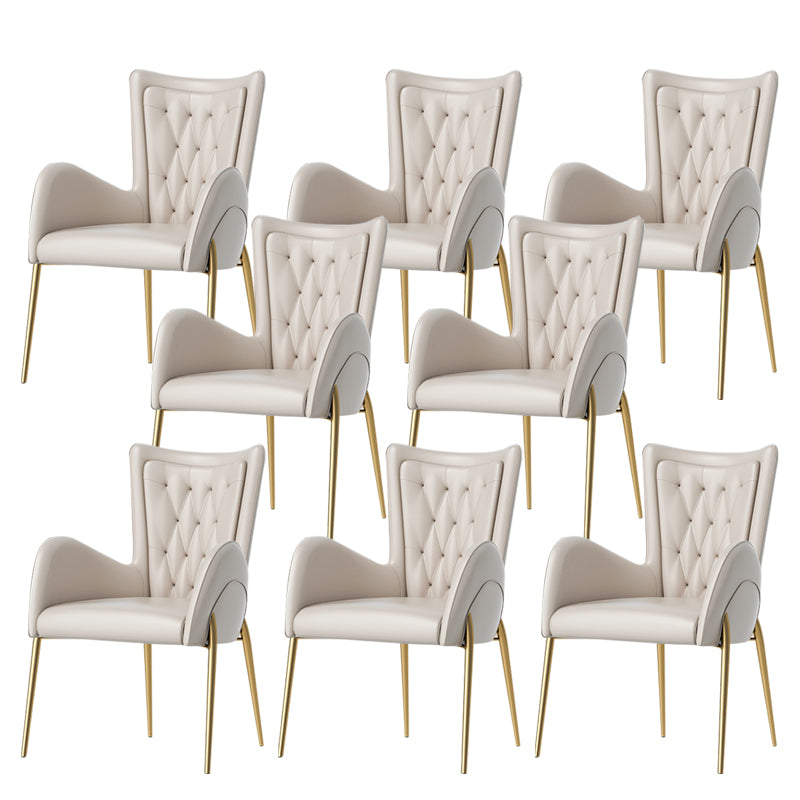 Metal Glam Style Side Chair Parsons Arm Chair with Gold Legs