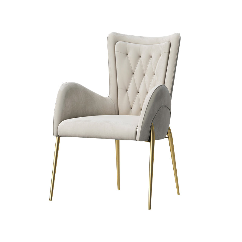 Metal Glam Style Side Chair Parsons Arm Chair with Gold Legs