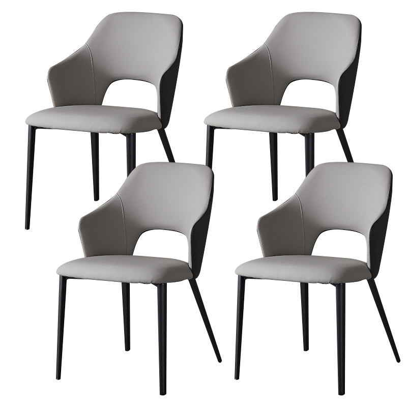 Contemporary Faux Leather Dining Chairs Black Legs Arm Chair