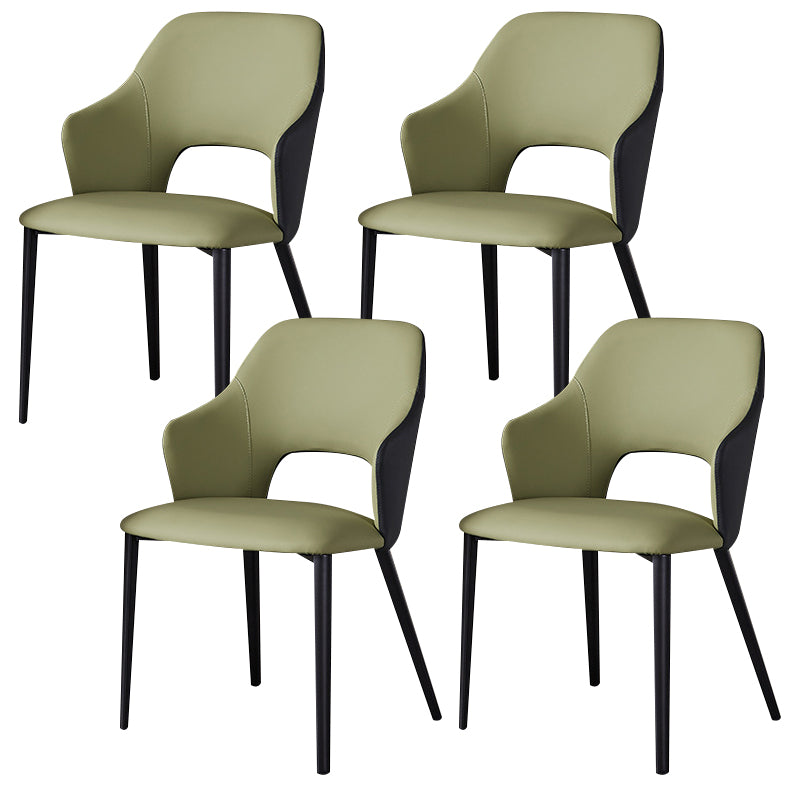 Contemporary Faux Leather Dining Chairs Black Legs Arm Chair