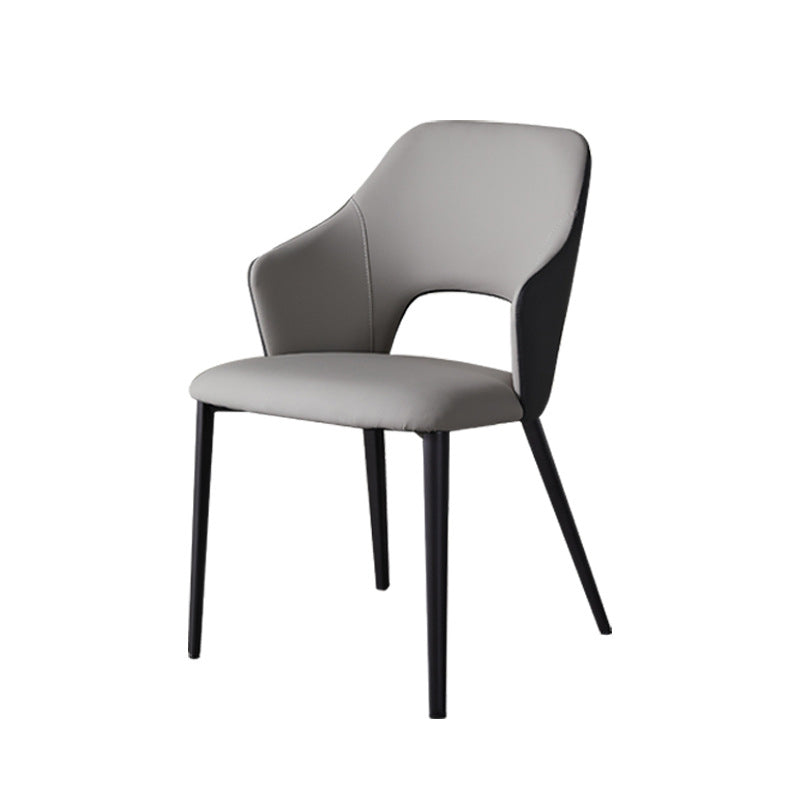 Contemporary Faux Leather Dining Chairs Black Legs Arm Chair
