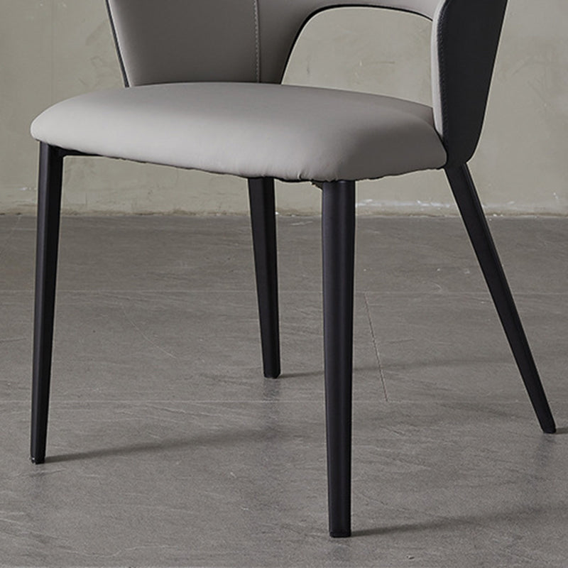 Contemporary Faux Leather Dining Chairs Black Legs Arm Chair