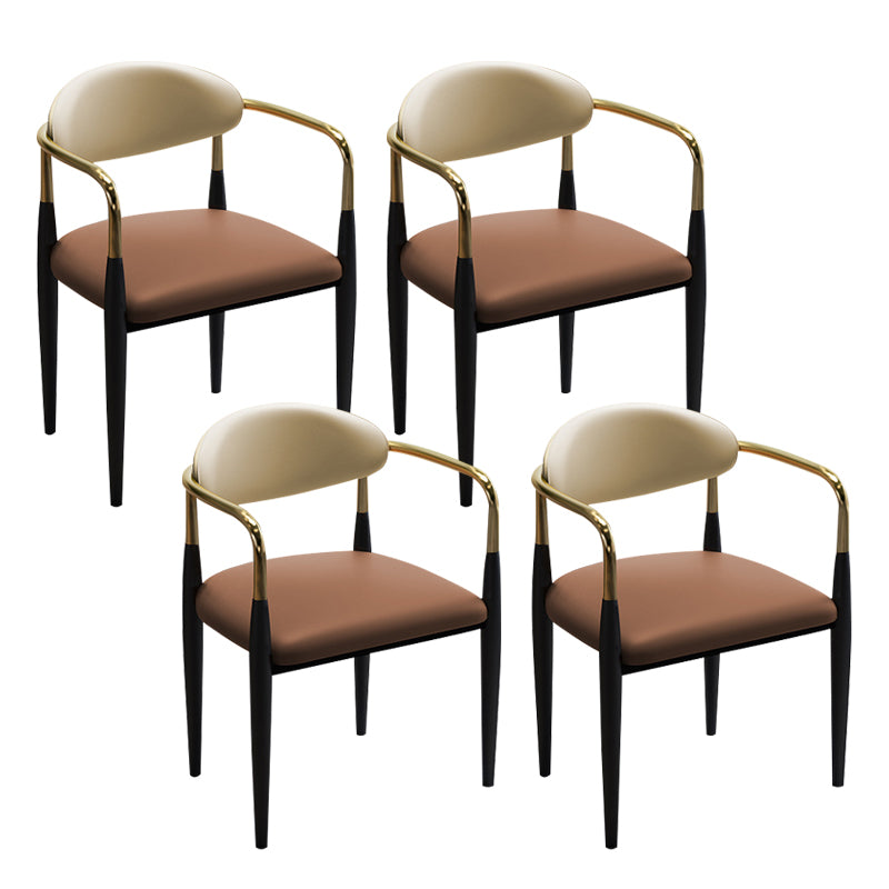 Faux Leather Dining Side Chair Open Back Home Dining Side Chair