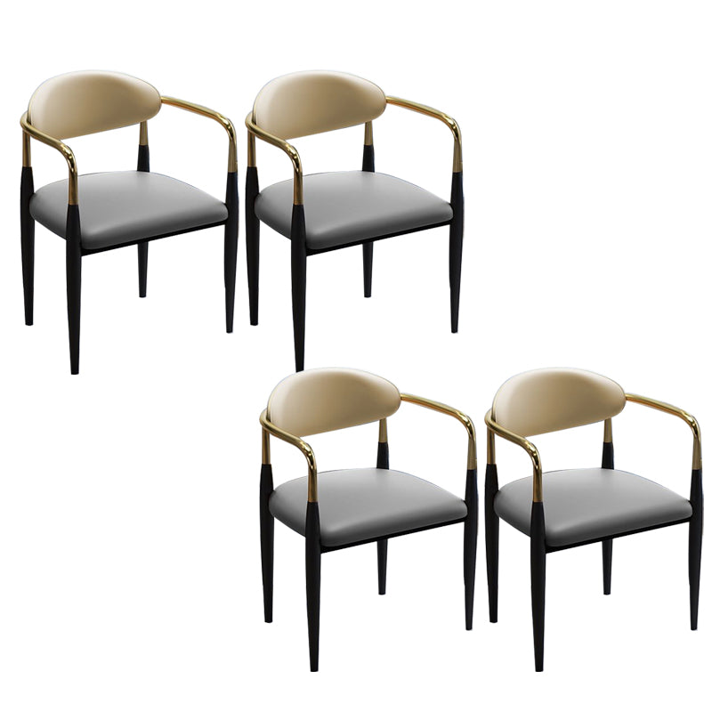 Metal Dining Room Kitchen Chair Black Legs Open Back Dining Chair