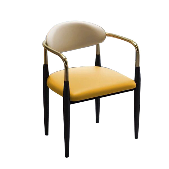 Metal Dining Room Kitchen Chair Black Legs Open Back Dining Chair