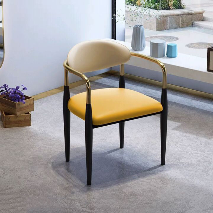 Metal Dining Room Kitchen Chair Black Legs Open Back Dining Chair