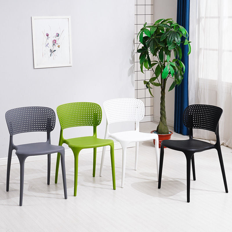 Open Back Dining Side Chair Stacking Plastic Dining Armless Chair