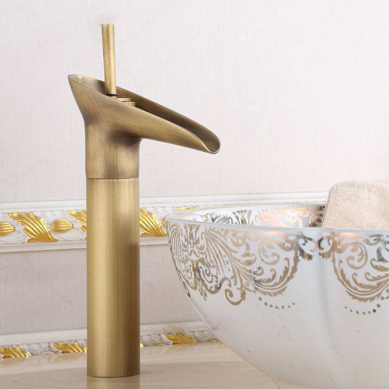 Circular Farmhouse Vessel Faucet Brass Lever Handle Bathroom Faucet