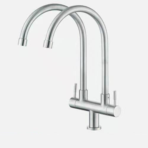 Double Handle Kitchen Faucet 2-Function Faucet with Deck Plate