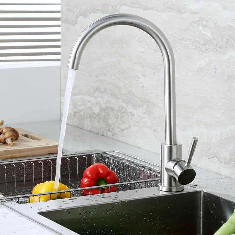 Modern 1-Handle Faucets 304 Stainless Steel with Water Dispenser Standard Kitchen Faucets