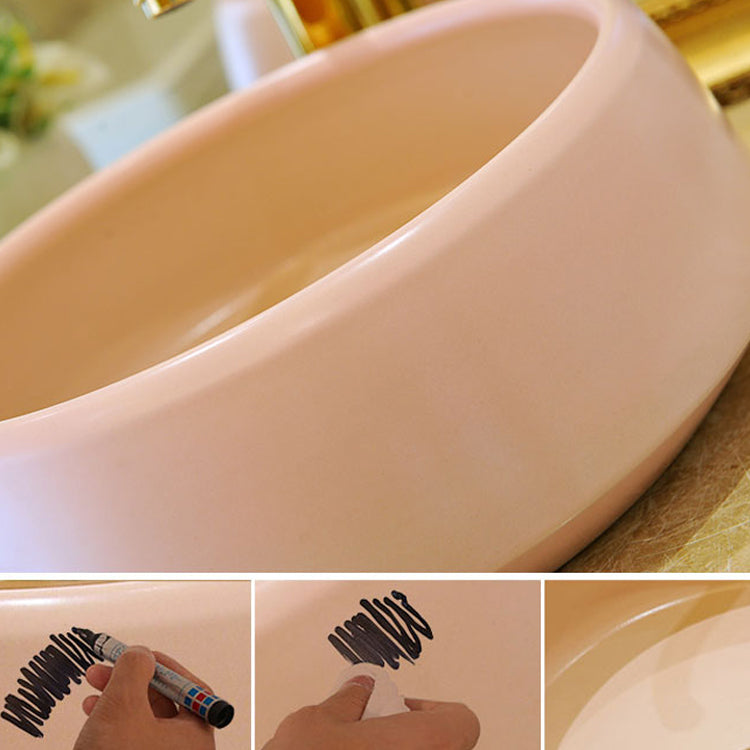 Traditional Bathroom Sink Porcelain Round Vessel Sink with Pop-Up Drain