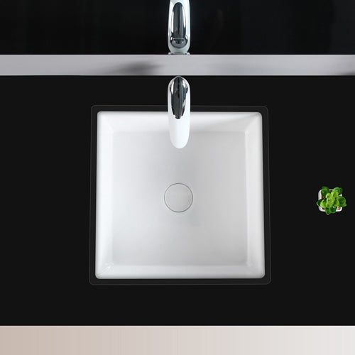 Modern Bathroom Sink Square Ceramic 1-Hole Overflow Sink with Faucet
