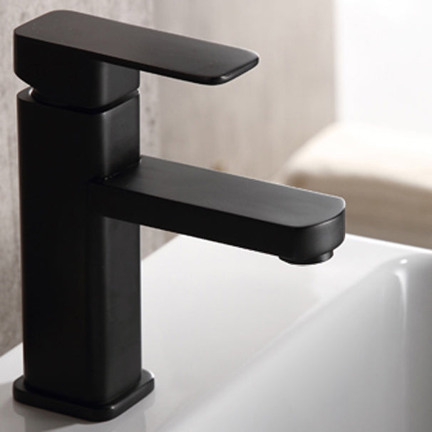 Modern Bathroom Sink Square Ceramic 1-Hole Overflow Sink with Faucet
